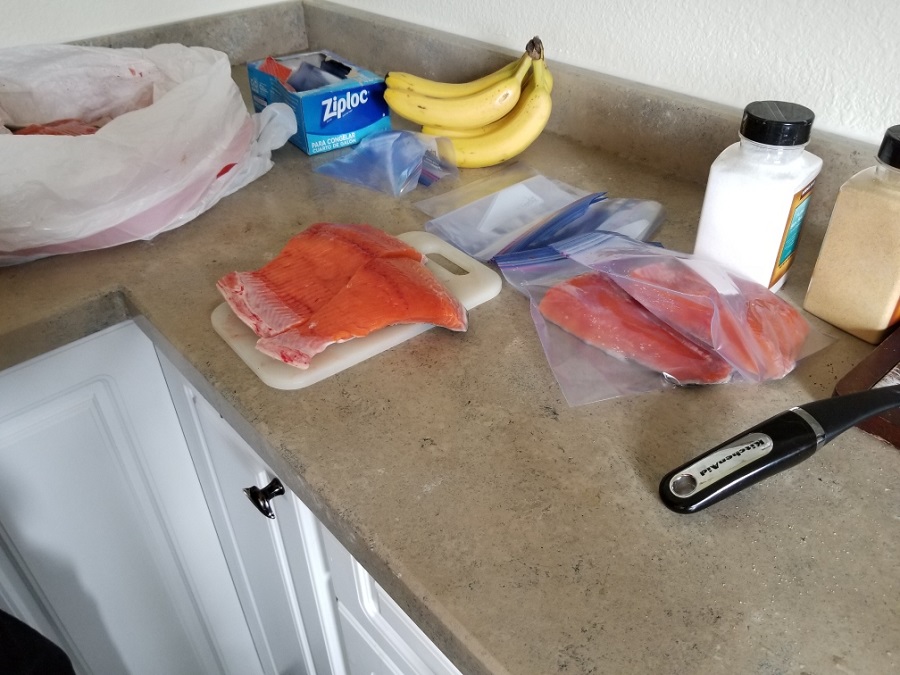 Kink Salmon filet, ready for the freezer!